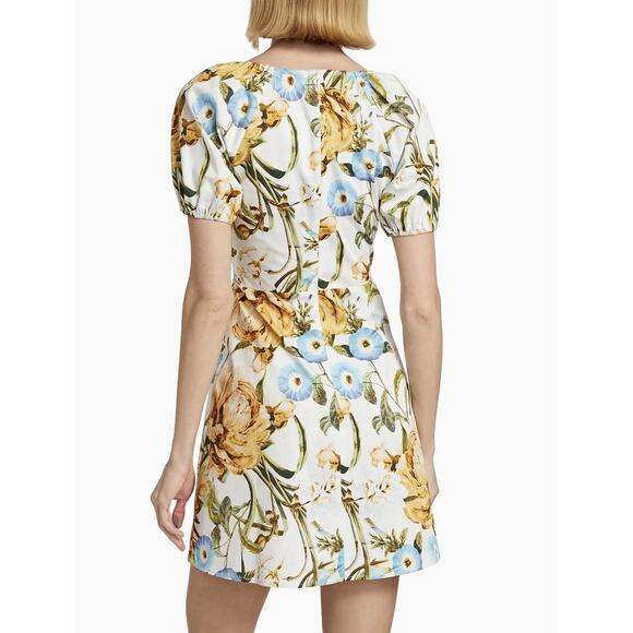 Favorite Daughter The Beloved Floral Mini Dress Short Puff Sleeves Size 14 - Picture 4 of 10